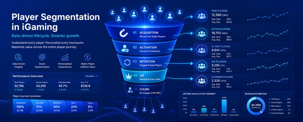 Player lifecycle segmentation funnel for iGaming CRM automation